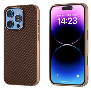 For iPhone 16 Pro Nano Electroplating Carbon Fiber Texture Phone Case(Dark Brown)