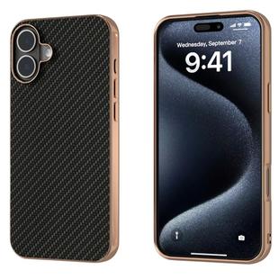 For iPhone 16 Plus Nano Electroplating Carbon Fiber Texture Phone Case(Black)