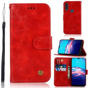 For Motorola Moto E 2020 Copper Buckle Retro Crazy Horse Texture Horizontal Flip Leather Case with Holder & Card Slots & Wallet(Red)