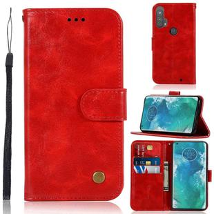 For Motorola Moto Edge Plus Copper Buckle Retro Crazy Horse Texture Horizontal Flip Leather Case with Holder & Card Slots & Wallet(Red)