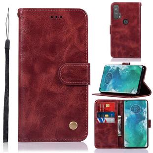 For Motorola Moto Edge Plus Copper Buckle Retro Crazy Horse Texture Horizontal Flip Leather Case with Holder & Card Slots & Wallet(Wine Red)