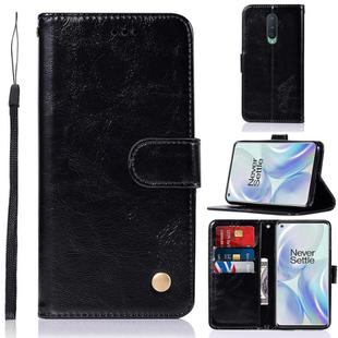 For OnePlus 8 Copper Buckle Retro Crazy Horse Texture Horizontal Flip Leather Case with Holder & Card Slots & Wallet(Black)
