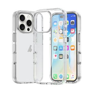 For iPhone 16 Pro Max Metal Buttons PC Hybrid TPU Phone Case(Transparent)