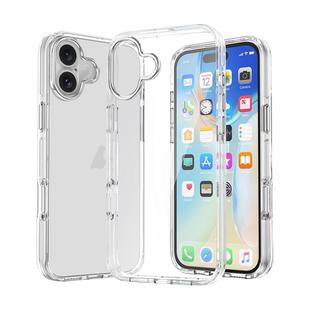 For iPhone 16 Metal Buttons PC Hybrid TPU Phone Case(Transparent)