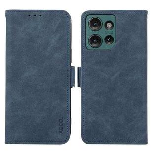 For Motorola Edge 50 5G Global ABEEL Frosted Magnetic RFID Leather Phone Case(Blue)