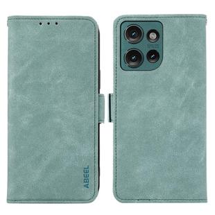 For Motorola Edge 50 5G Global ABEEL Frosted Magnetic RFID Leather Phone Case(Cyan)