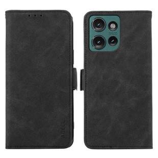 For Motorola Edge 50 Neo ABEEL Frosted Magnetic RFID Leather Phone Case(Black)