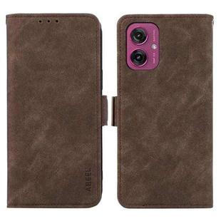 For Motorola Moto G55 5G ABEEL Frosted Magnetic RFID Leather Phone Case(Brown)