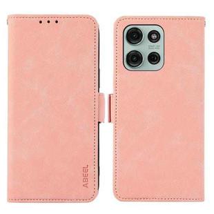 For Motorola Moto G75 5G ABEEL Frosted Magnetic RFID Leather Phone Case(Pink)