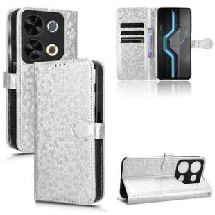 For itel P65 4G Honeycomb Dot Texture Leather Phone Case(Silver)