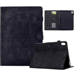 For iPad mini 6 Cats Embossed Leather Smart Tablet Case(Black)