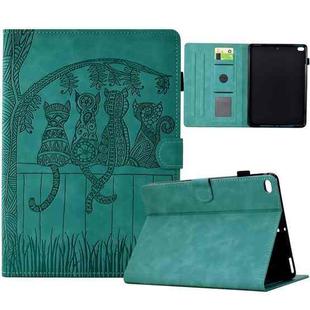 For iPad mini 5 / 4 / 3 / 2 / 1 Cats Embossed Leather Smart Tablet Case(Light Blue)