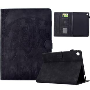 For Samsung Galaxy Tab A9 Cats Embossed Leather Tablet Case(Black)