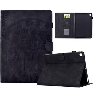 For Samsung Galaxy Tab S6 Lite P610 Cats Embossed Leather Smart Tablet Case(Black)