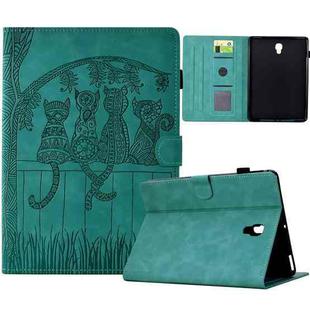 For Samsung Galaxy Tab A 10.5 T590 Cats Embossed Leather Smart Tablet Case(Light Blue)