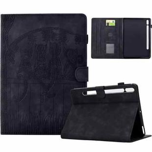 For Samsung Galaxy Tab S10 FE+ Cats Embossed Leather Smart Tablet Case(Black)