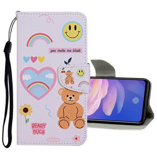 For Vivo S1 Pro Colored Drawing Pattern Horizontal Flip Leather Case with Holder & Card Slots & Wallet(Smiley Bear)