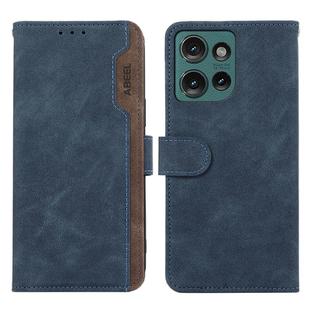 For Motorola Edge 50 5G Global ABEEL Color Block Magnetic RFID Leather Phone Case(Blue-Brown)