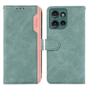 For Motorola Edge 50 5G Global ABEEL Color Block Magnetic RFID Leather Phone Case(Cyan-Pink)