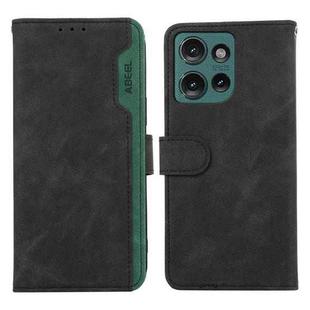 For Motorola Edge 50 Neo ABEEL Color Block Magnetic RFID Leather Phone Case(Black-Green)