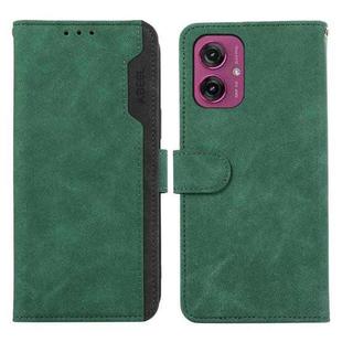 For Motorola Moto G55 5G ABEEL Color Block Magnetic RFID Leather Phone Case(Green-Black)