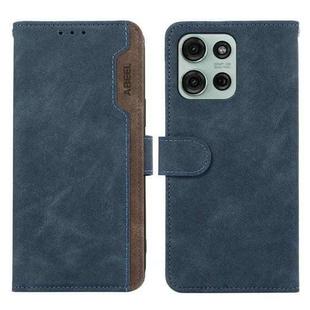 For Motorola Moto G75 5G ABEEL Color Block Magnetic RFID Leather Phone Case(Blue-Brown)