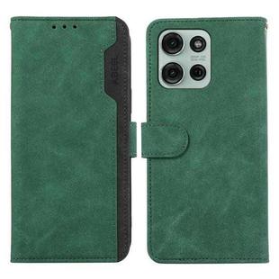 For Motorola Moto G75 5G ABEEL Color Block Magnetic RFID Leather Phone Case(Green-Black)