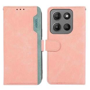 For Motorola Moto G15 4G / G05 ABEEL Color Block Magnetic RFID Leather Phone Case(Pink-Cyan)