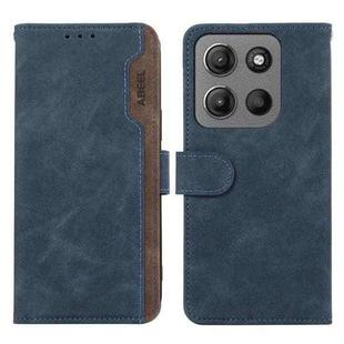 For Motorola Moto G15 4G / G05 ABEEL Color Block Magnetic RFID Leather Phone Case(Blue-Brown)