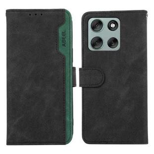 For Motorola Moto G56 5G ABEEL Color Block Magnetic RFID Leather Phone Case(Black-Green)