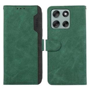 For Motorola Moto G56 5G ABEEL Color Block Magnetic RFID Leather Phone Case(Green-Black)
