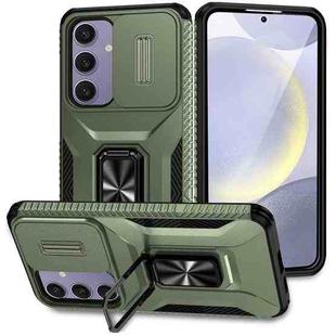 For Samsung Galaxy S24 FE 5G Sliding Camshield Holder Phone Case(Alpine Green)