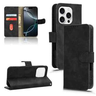 For iPhone 16 Pro Skin Feel Magnetic Flip Leather Phone Case(Black)