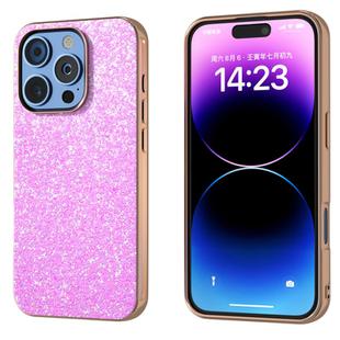 For iPhone 16 Pro Max Electroplating Frame Colorful Glitter Phone Case(Dark Pink)