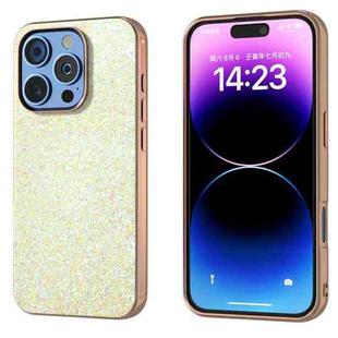 For iPhone 16 Pro Electroplating Frame Colorful Glitter Phone Case(Gold)