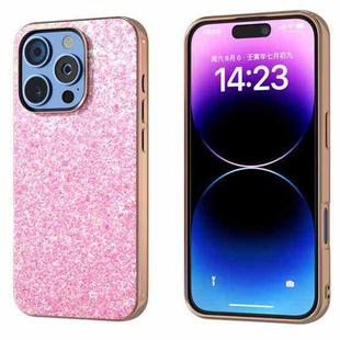 For iPhone 16 Pro Electroplating Frame Colorful Glitter Phone Case(Purple Pink)