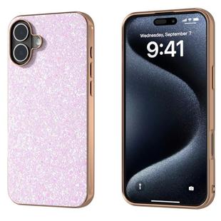 For iPhone 16 Plus Electroplating Frame Colorful Glitter Phone Case(Glitter Pink)