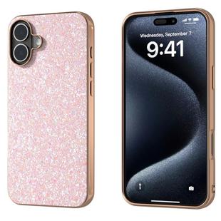 For iPhone 16 Plus Electroplating Frame Colorful Glitter Phone Case(Pink)