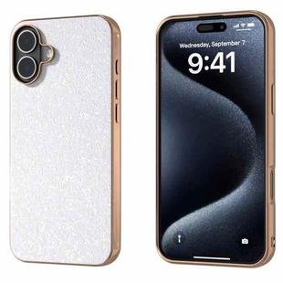 For iPhone 16 Electroplating Frame Colorful Glitter Phone Case(White)