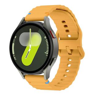 20mm Wave Pattern Stitched Silicone Watch Band(Yellow)