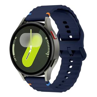 20mm Wave Pattern Stitched Silicone Watch Band(Midnight Blue)