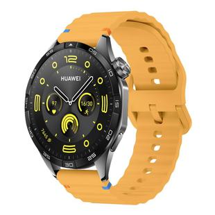 22mm Wave Pattern Stitched Silicone Watch Band(Yellow)