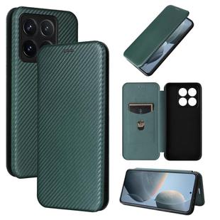 For Xiaomi 14T Carbon Fiber Texture Flip Leather Phone Case(Green)