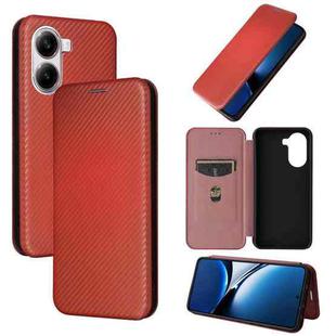 For Xiaomi Poco X7 Pro / Redmi Turbo 4 Carbon Fiber Texture Flip Leather Phone Case(Brown)