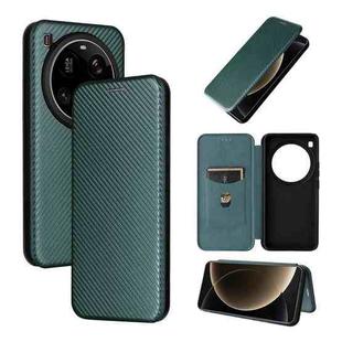 For Xiaomi 15 Ultra Carbon Fiber Texture Flip Leather Phone Case(Green)