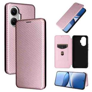 For Xiaomi Poco F7 5G Global Carbon Fiber Texture Flip Leather Phone Case(Pink)