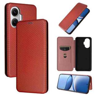 For Xiaomi Poco F7 5G Global Carbon Fiber Texture Flip Leather Phone Case(Brown)