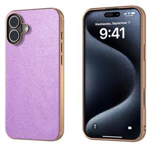 For iPhone 16 Plus Electroplating Frame Glitter Shockproof Phone Case(Purple)