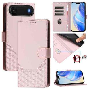 For iPhone Air Honeycomb Embossing RFID Leather Phone Case(Pink)