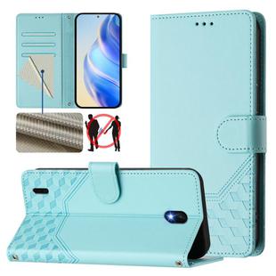 For Nokia C01 Plus / C1 2nd Edition Honeycomb Embossing RFID Leather Phone Case(Mint Green)